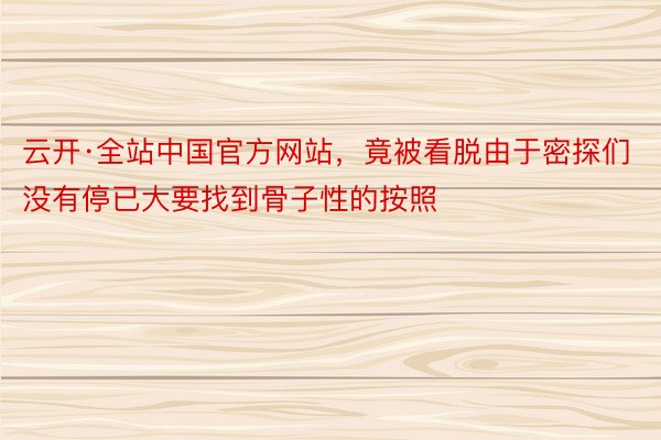 云开·全站中国官方网站，竟被看脱由于密探们没有停已大要找到骨子性的按照